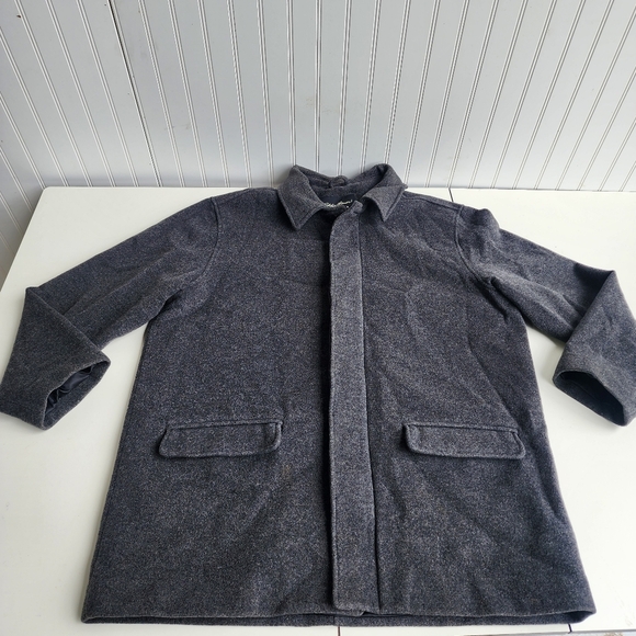 Eddie Bauer Trench Coat Men Wool Nylon Cashmere Dark Gray Parka Winter Jacket XL - Picture 1 of 11
